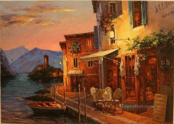 Dinner at Lake Garda European Towns Oil Paintings
